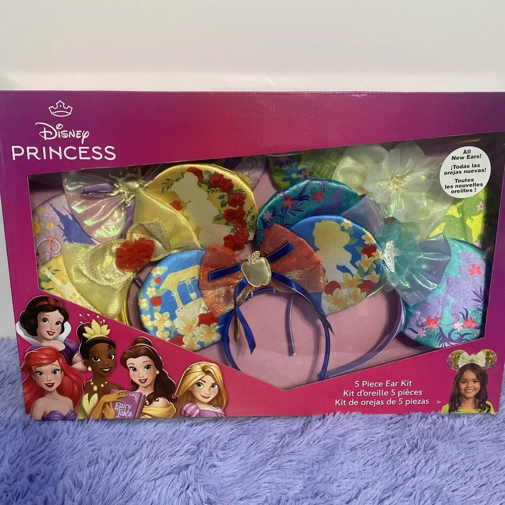 Disney Princess 5 Piece Ear Kit Headbands Ariel Tiana Rapunzel Snow White Belle
